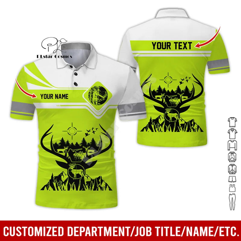 Custom Name Deer Hunting Camo Casual Collar Polo Shirts Short Sleeves