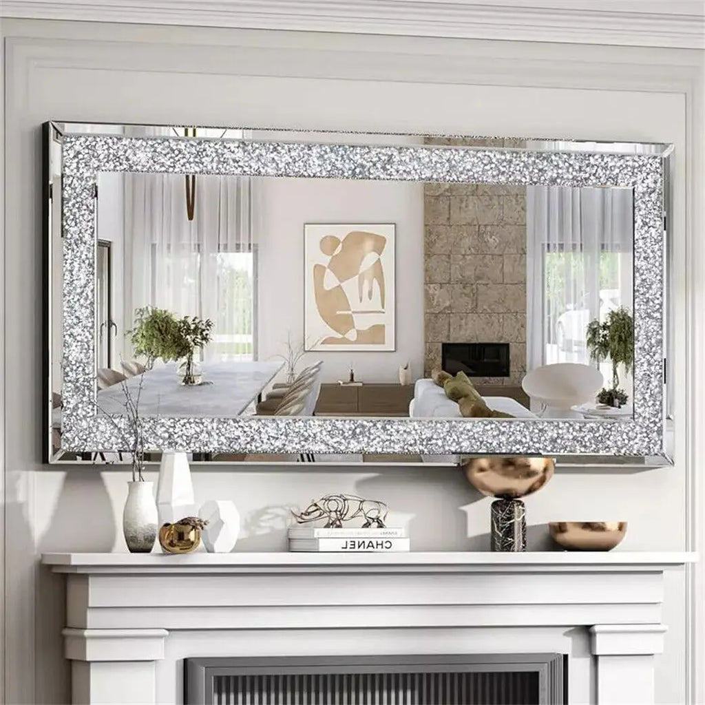 Rectangular Crystal Crush Diamond Wall Mirror