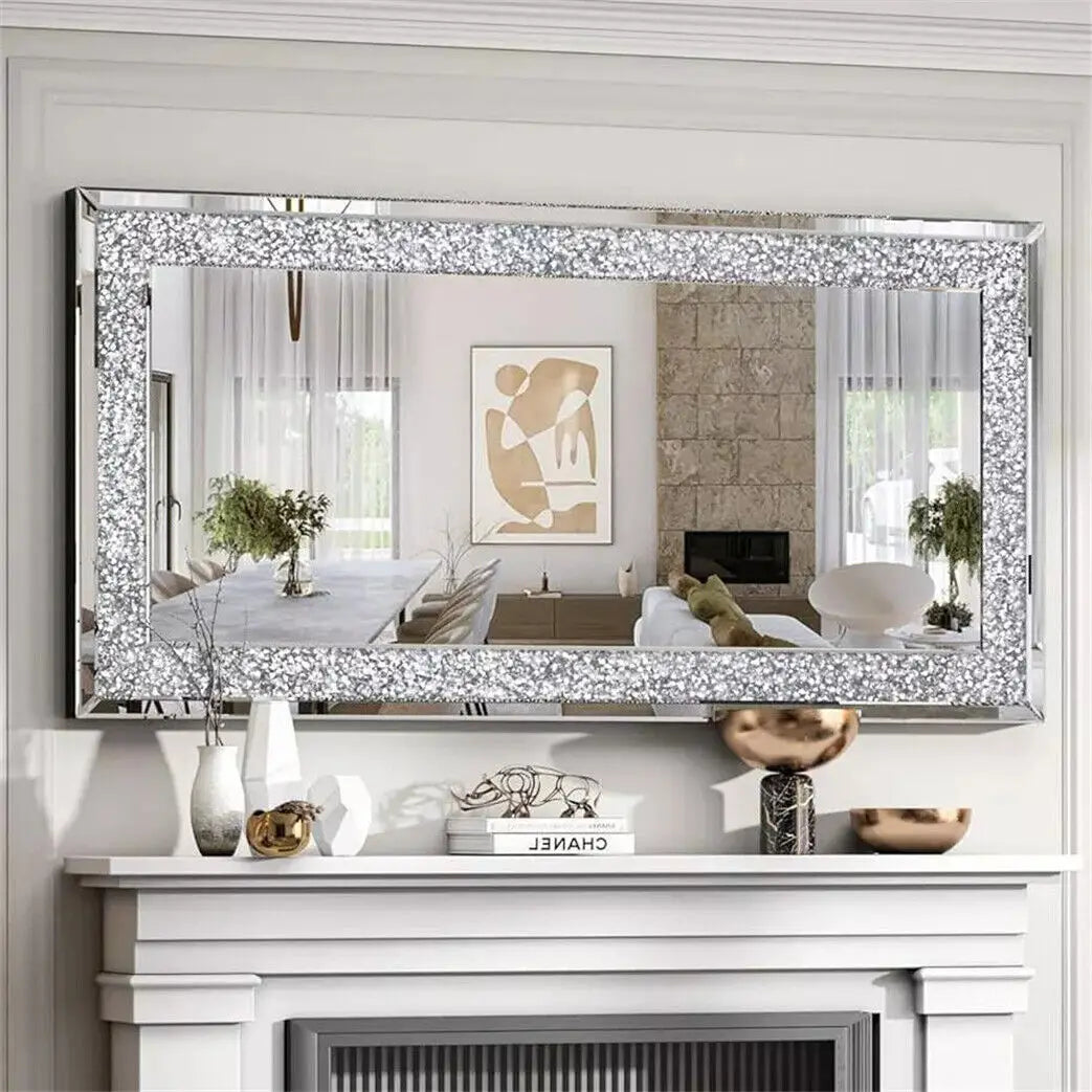 Rectangular Crystal Crush Diamond Wall Mirror