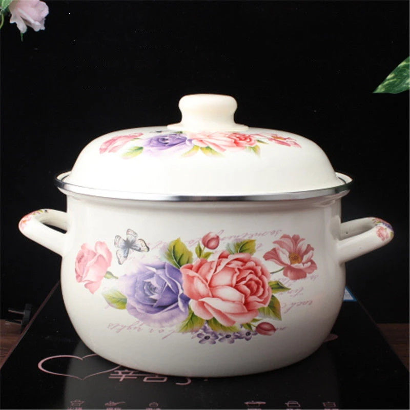 18cm/20cm/22cm/24cm Enameled Pot Thickened Saucepan Stewpot Kitchen Cookware