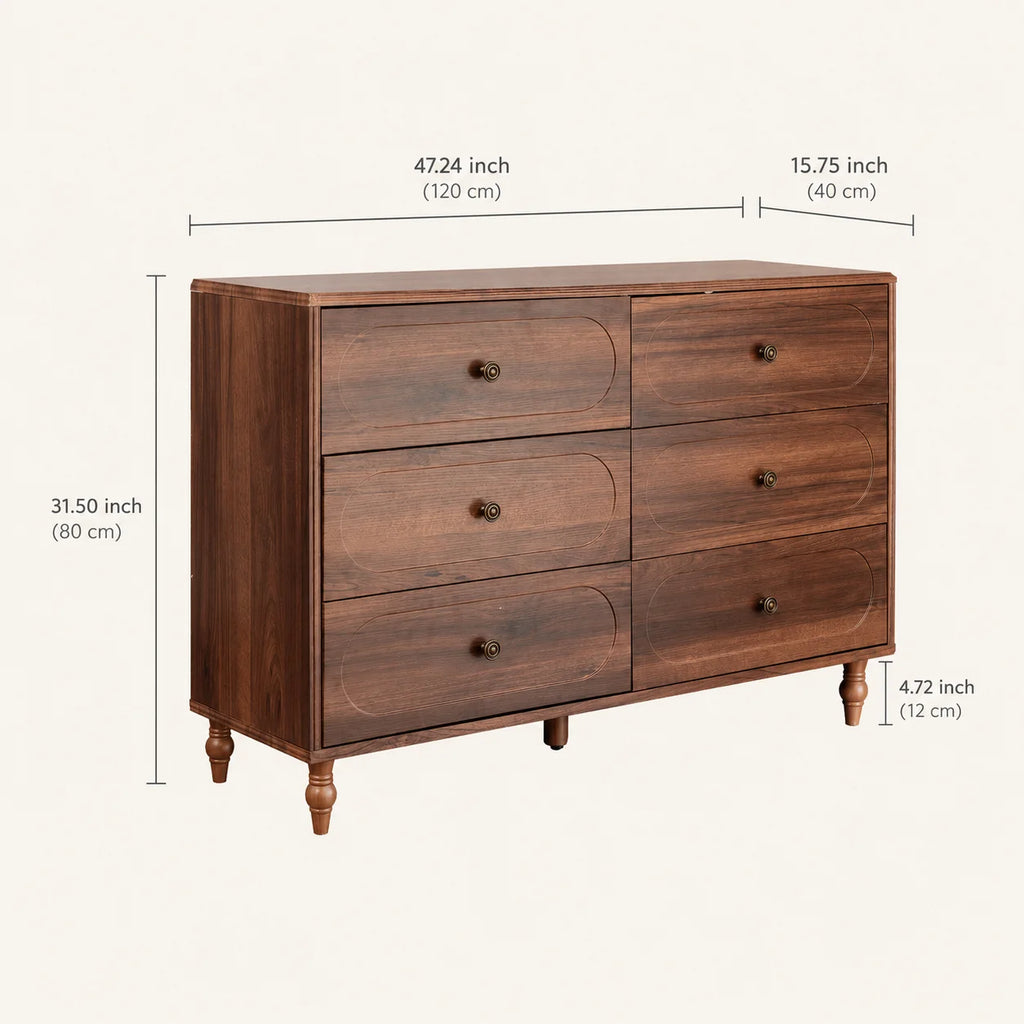 Stylish Mid-Century Modern 6-Drawer Dresser