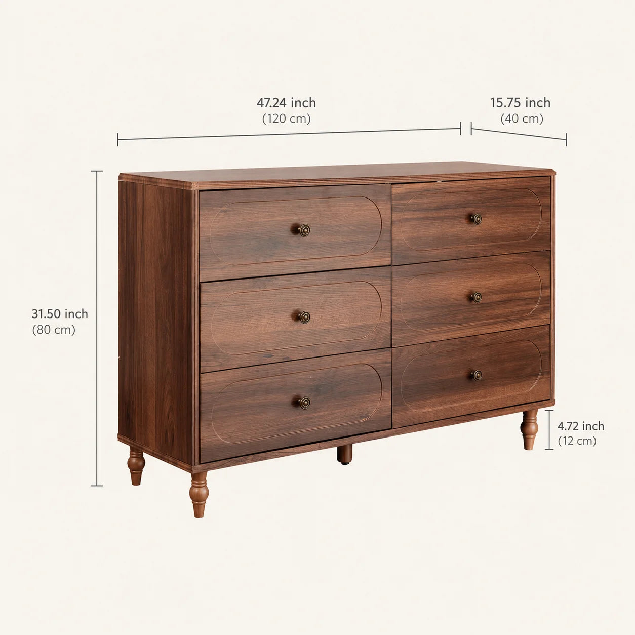 Stylish Mid-Century Modern 6-Drawer Dresser