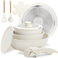 10 pcs Pots and Pan Set Non Stick with Detachable Handle, Ceramic Cookware Set