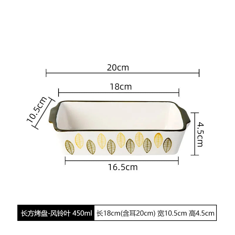 Rectangular Oval Bakeware Pan With Handle Ceramic Baking dish
