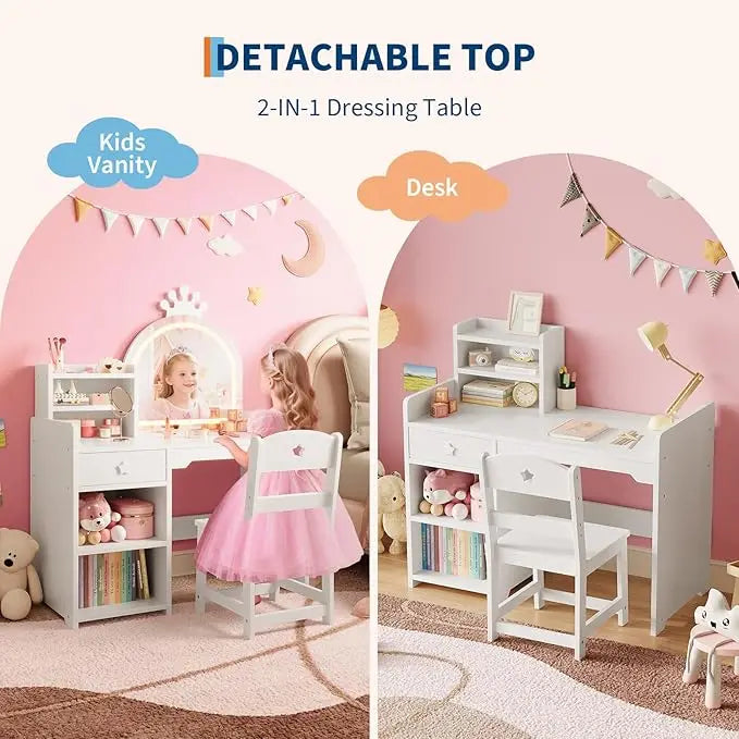 Kids Makeup Vanity Desk & Chair Set