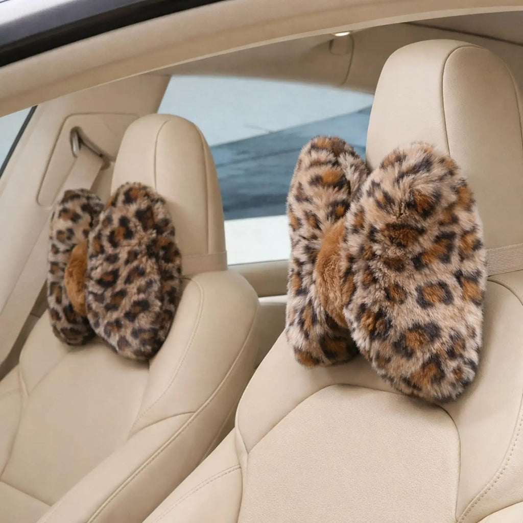 2 Pcs Car Neck Pillow Soft Plush Bow Headrest Support Comfortable