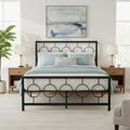 Metal Platform Bed Frame with Vintage Circular Headboard & Footboard,