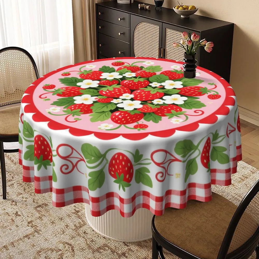 Round Strawberry Tablecloth