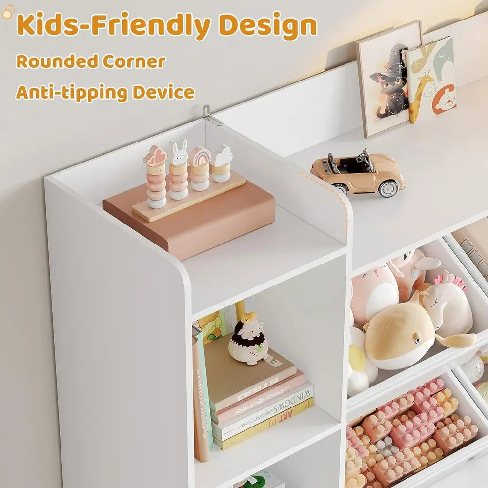 4-Tier Rolling Toy Storage Unit with 4 Bins