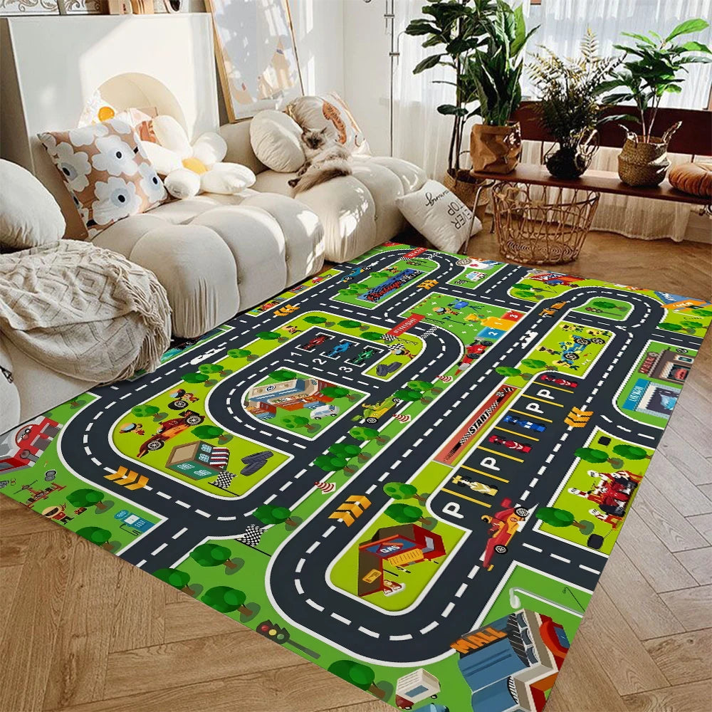 Car Play Mat for Boys and Girls Highway City Traffic Themed