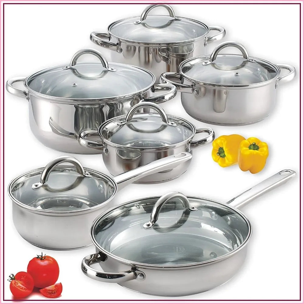12-Piece Stainless Steel Cookware Set