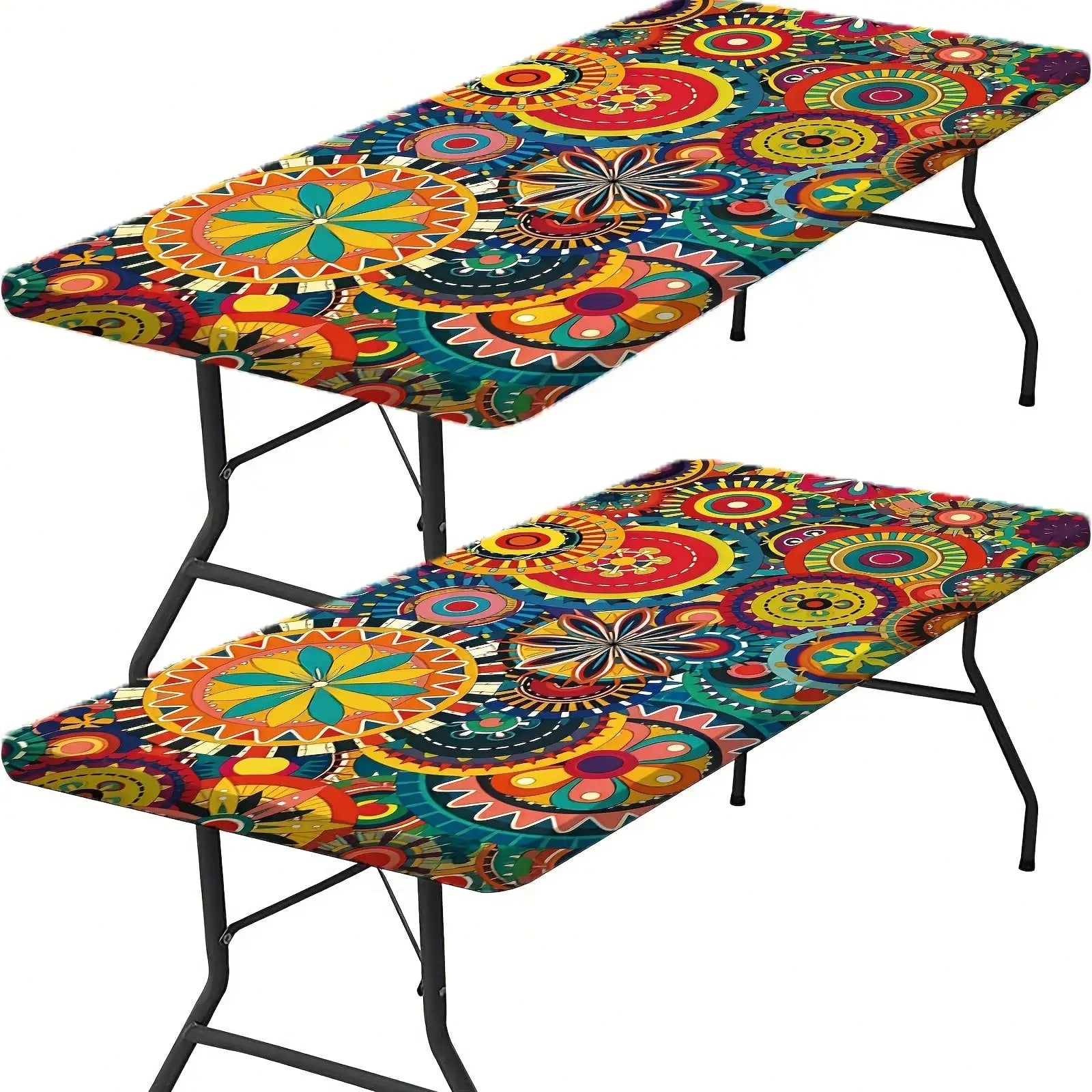 Indoor/Outdoor Picnic Floral Mandala Table Cover