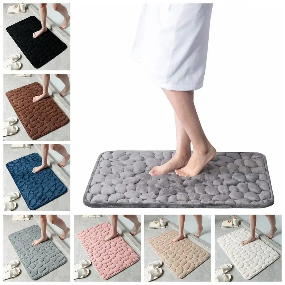 Cobblestone shower door mat