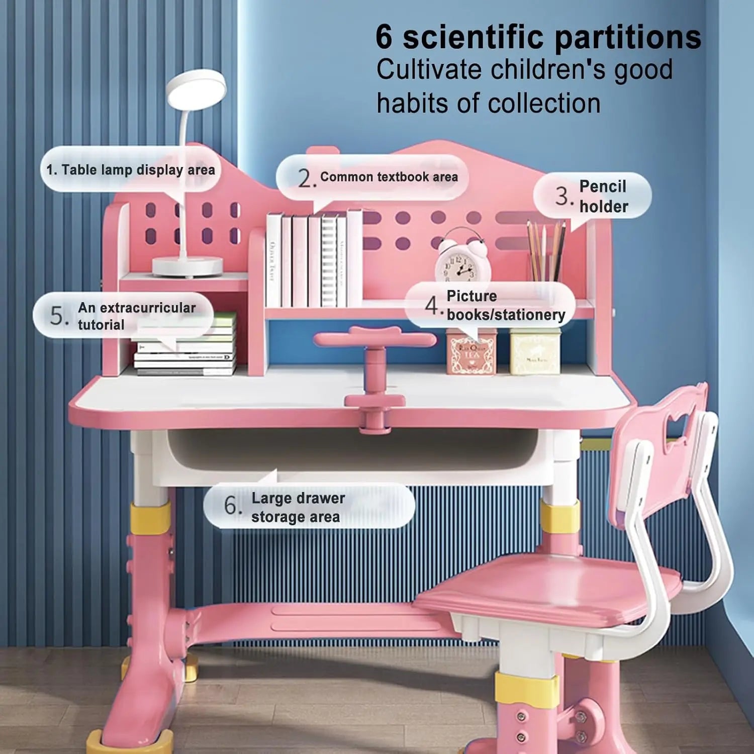 Kids Adjustable Study Desk Chair Set