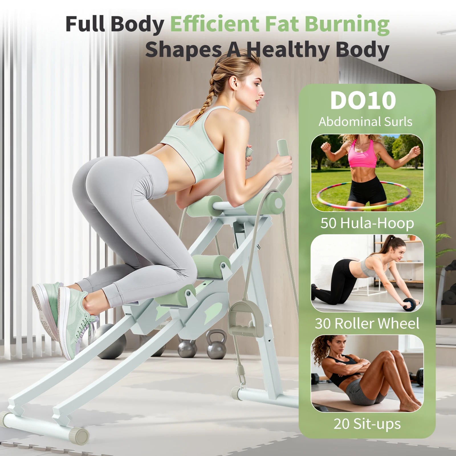 Abdominal Curling Exercise Machine Adjustable Dual Track Fitness Equipment Coaster Foldable Trainer Workout