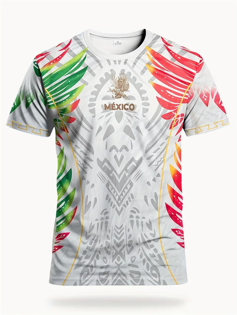 Men's Casual T-Shirt With Mexican Flag Style