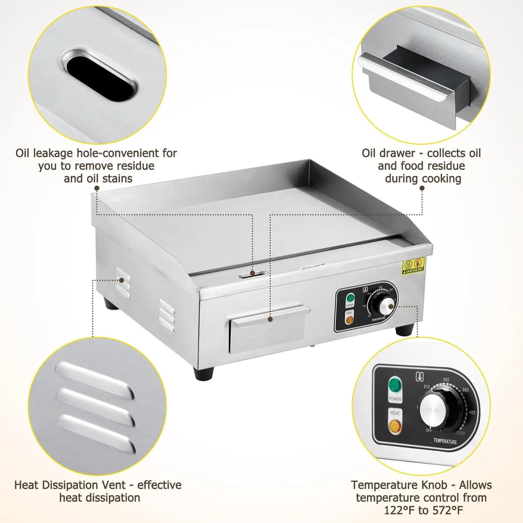 300W Non-Stick Electric Grill Plate