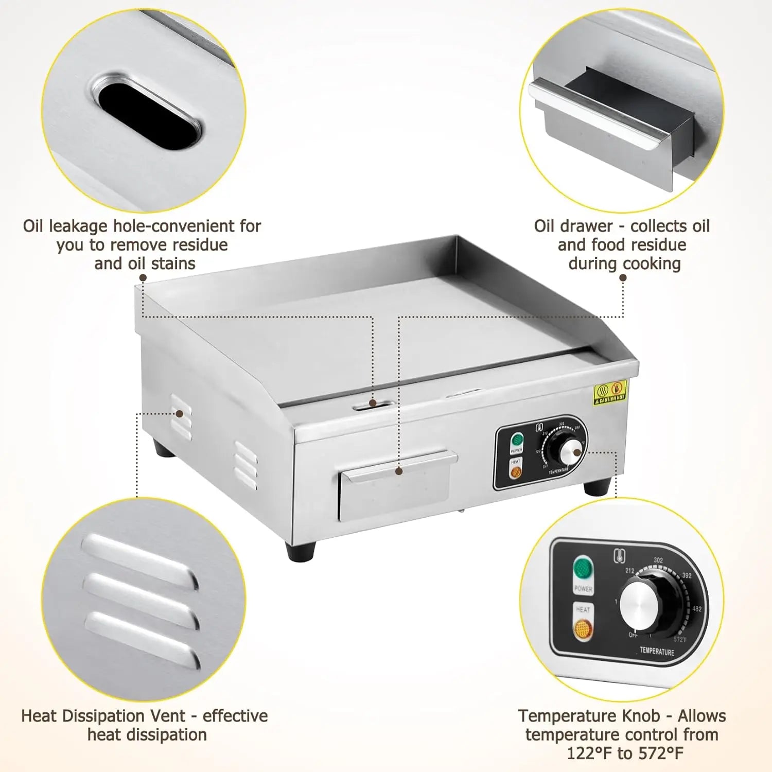 300W Non-Stick Electric Grill Plate