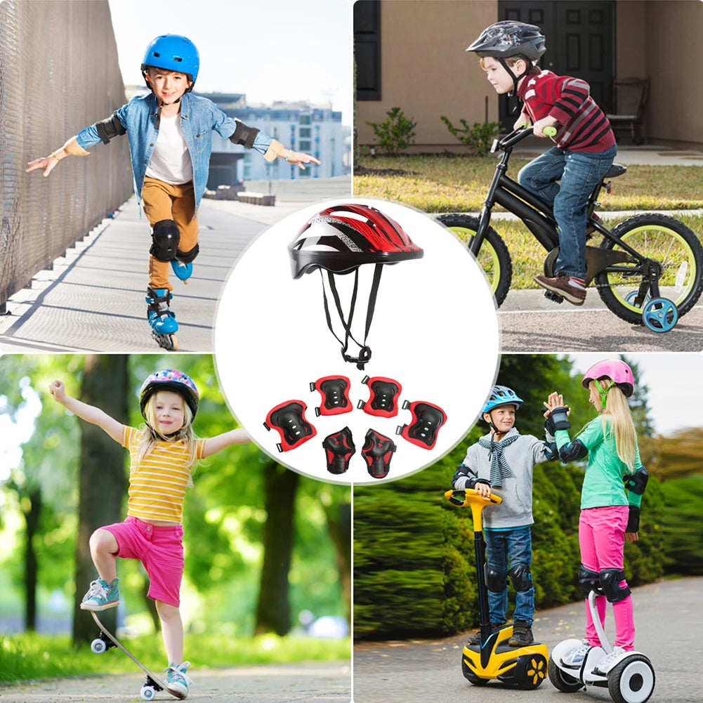 kids helmet set with protective gear