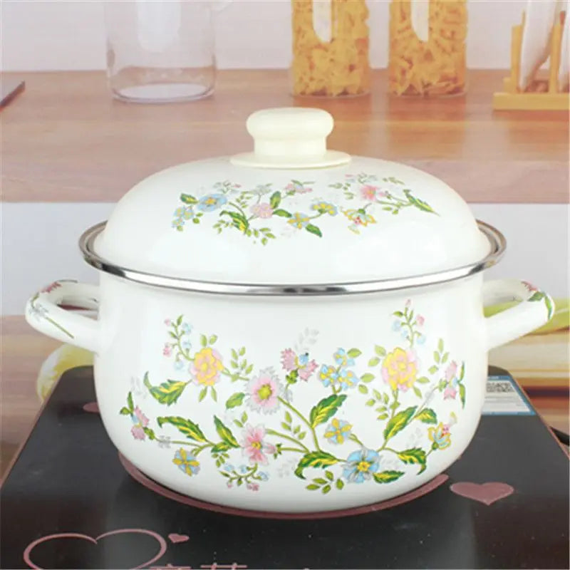 18cm/20cm/22cm/24cm Enameled Pot Thickened Saucepan Stewpot Kitchen Cookware