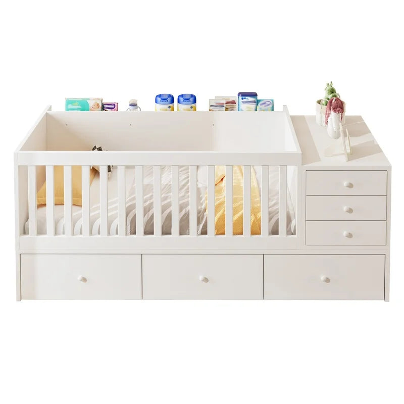 Convertible Crib to Changing Table with safety rails