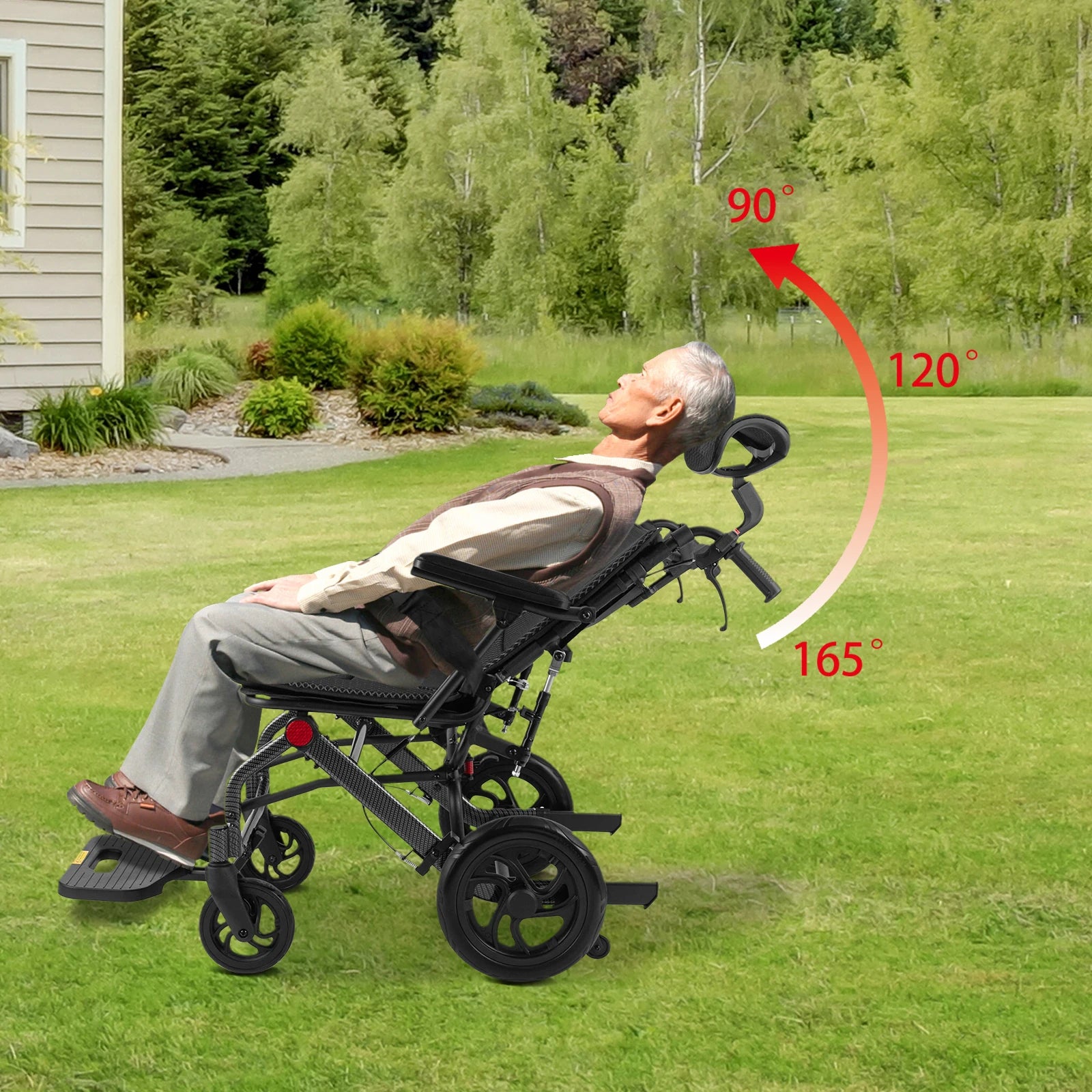 Reclining Folding Transport Wheelchair