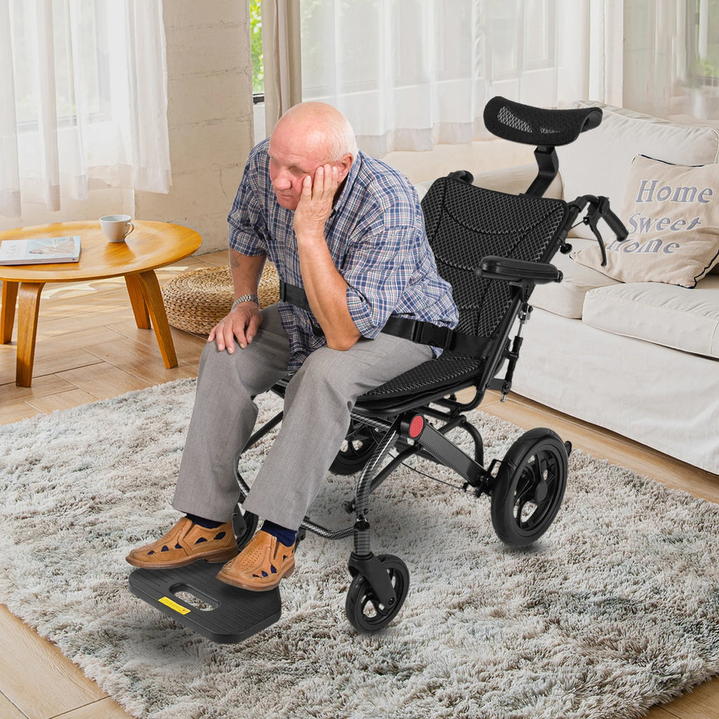 Reclining Folding Transport Wheelchair
