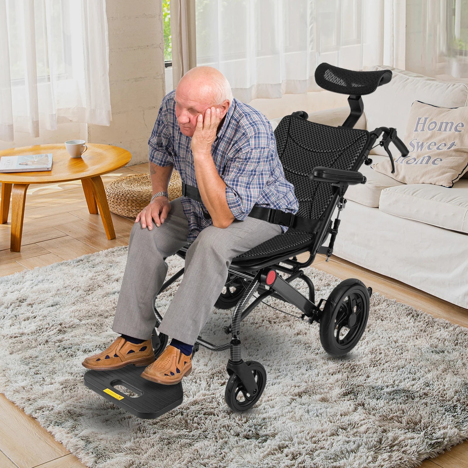 Reclining Folding Transport Wheelchair