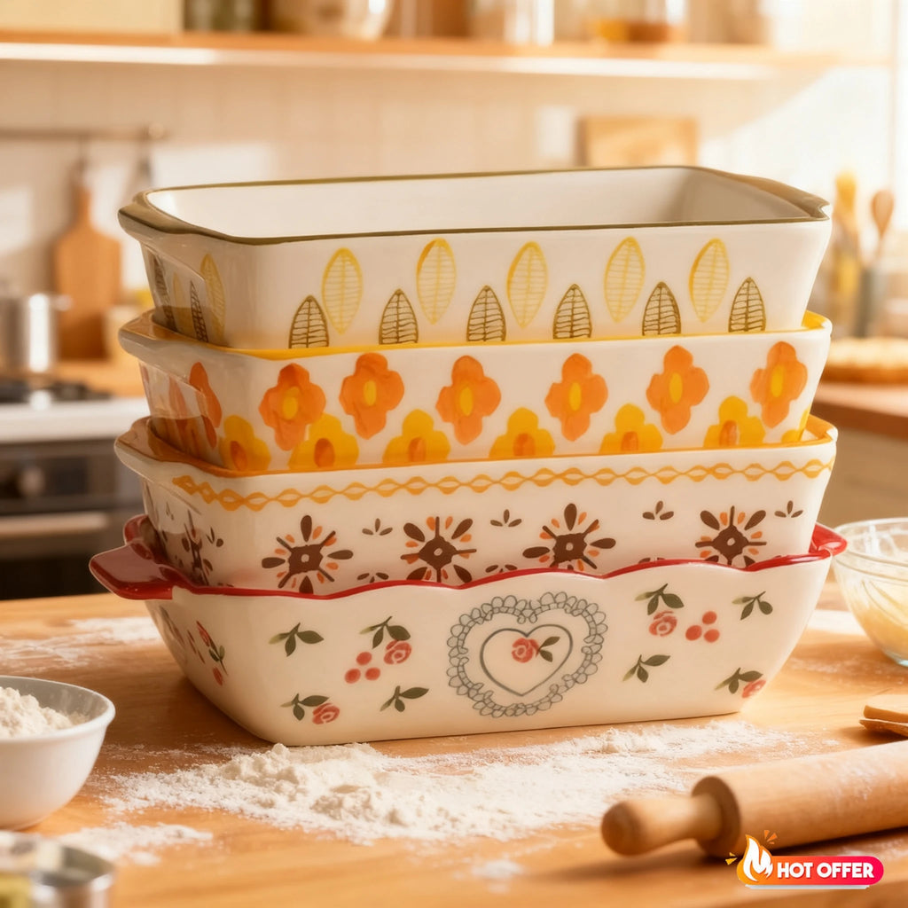 Rectangular Oval Bakeware Pan With Handle Ceramic Baking dish