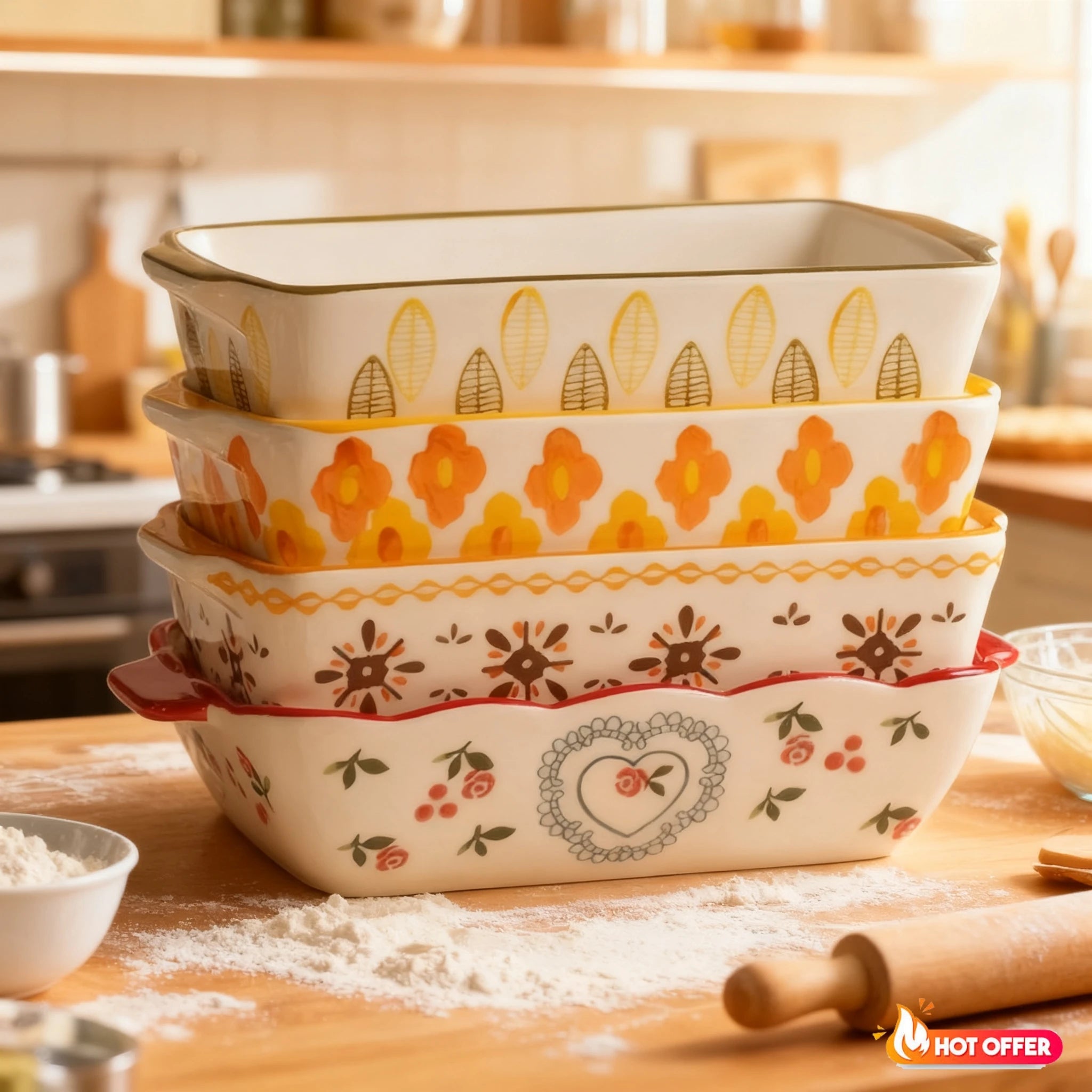Rectangular Oval Bakeware Pan With Handle Ceramic Baking dish