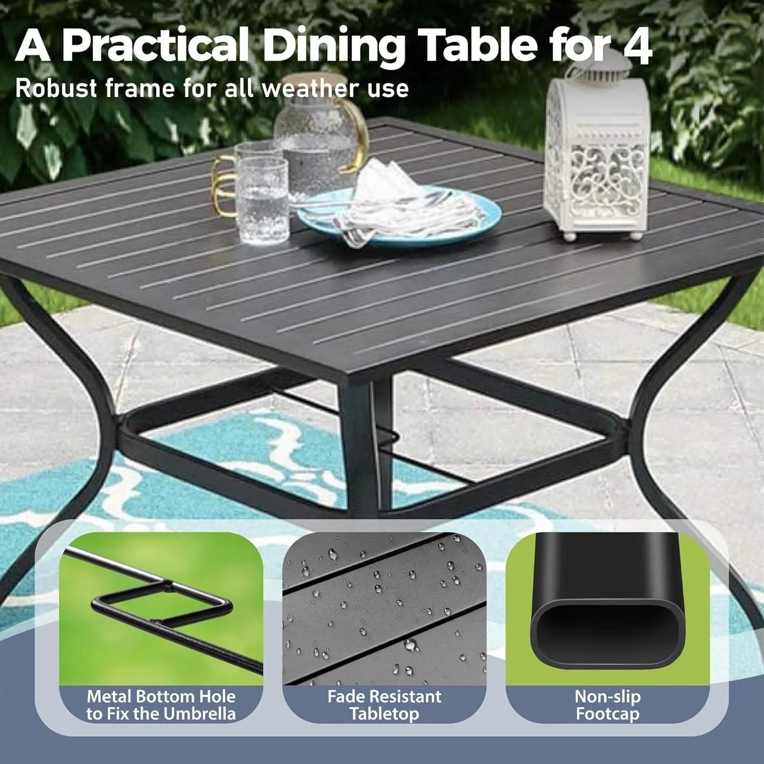 Outdoor Use 5 Piece Patio Dining table