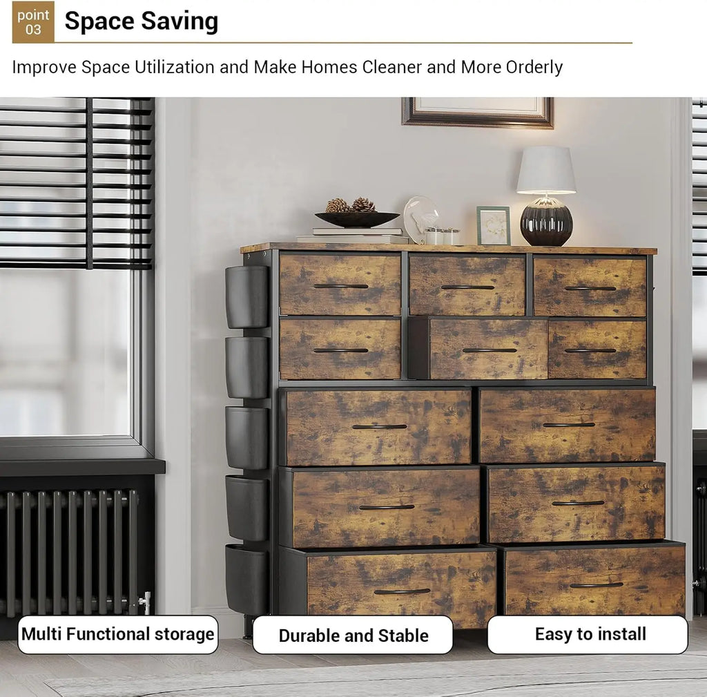 Tall Fabric Dresser for Bedroom & Living Room