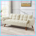 Convertible Sofa Bed Twin Size Linen Futon Couch with Adjustable Backrest