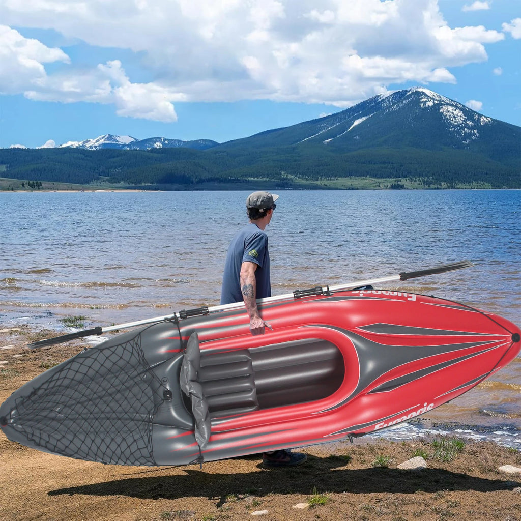 Inflatable Kayak Fishing Boat 1 Person Adult Red Canoe