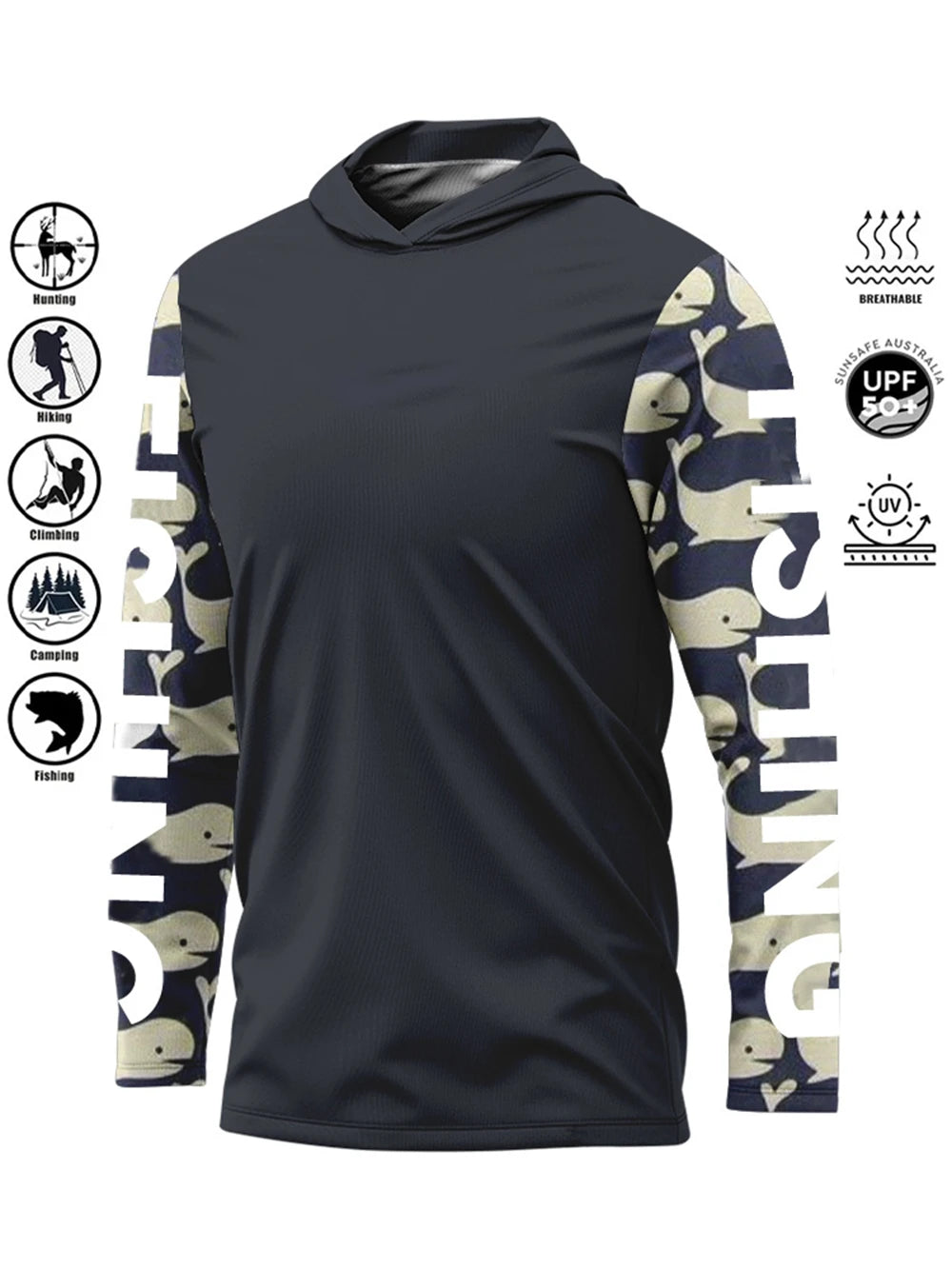 Men's camouflage hooded fishing shirt