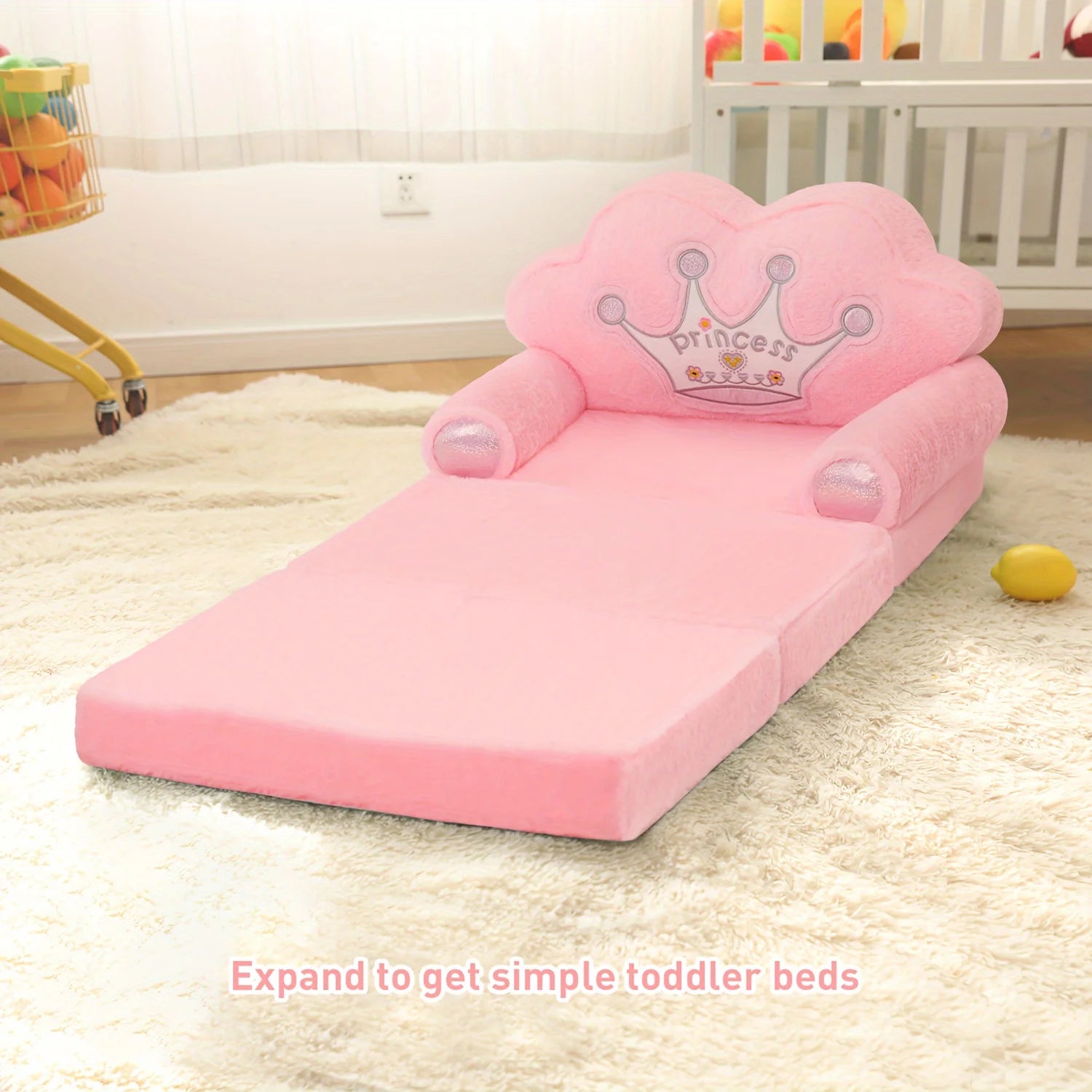 Kids Foldable Sofa & Pillow, Soft Plush