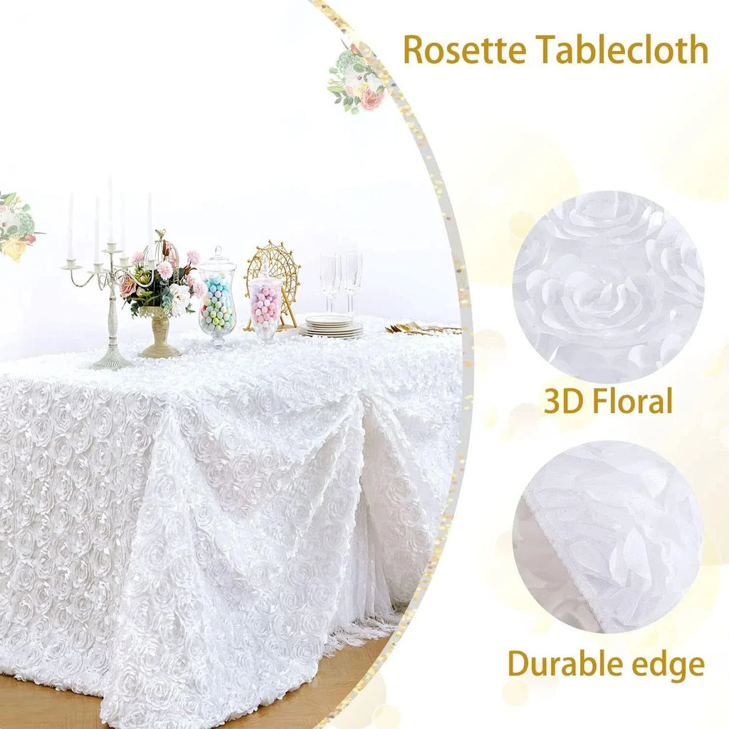 White Rosette Wedding Decoration Tablecloth