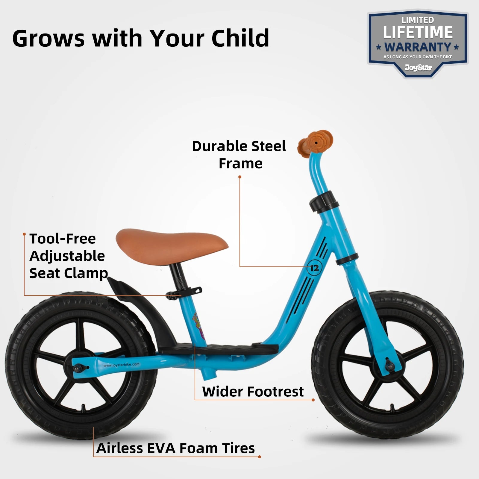 JOYSTAR 10"/12" Toddler Balance Bike for Girls & Boys, with Footrest & Adjustable Seat
