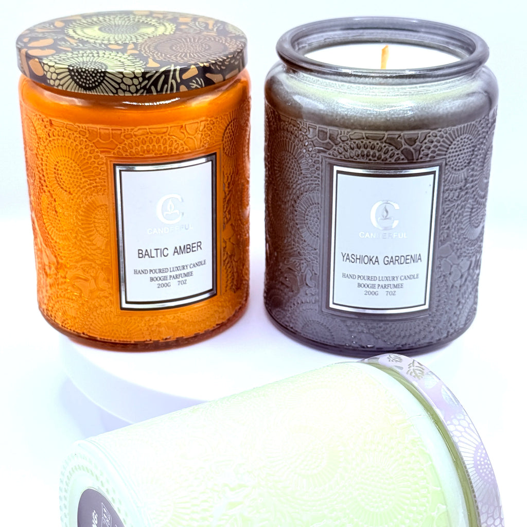 Embossed Glass Scented Soy Wax Candle