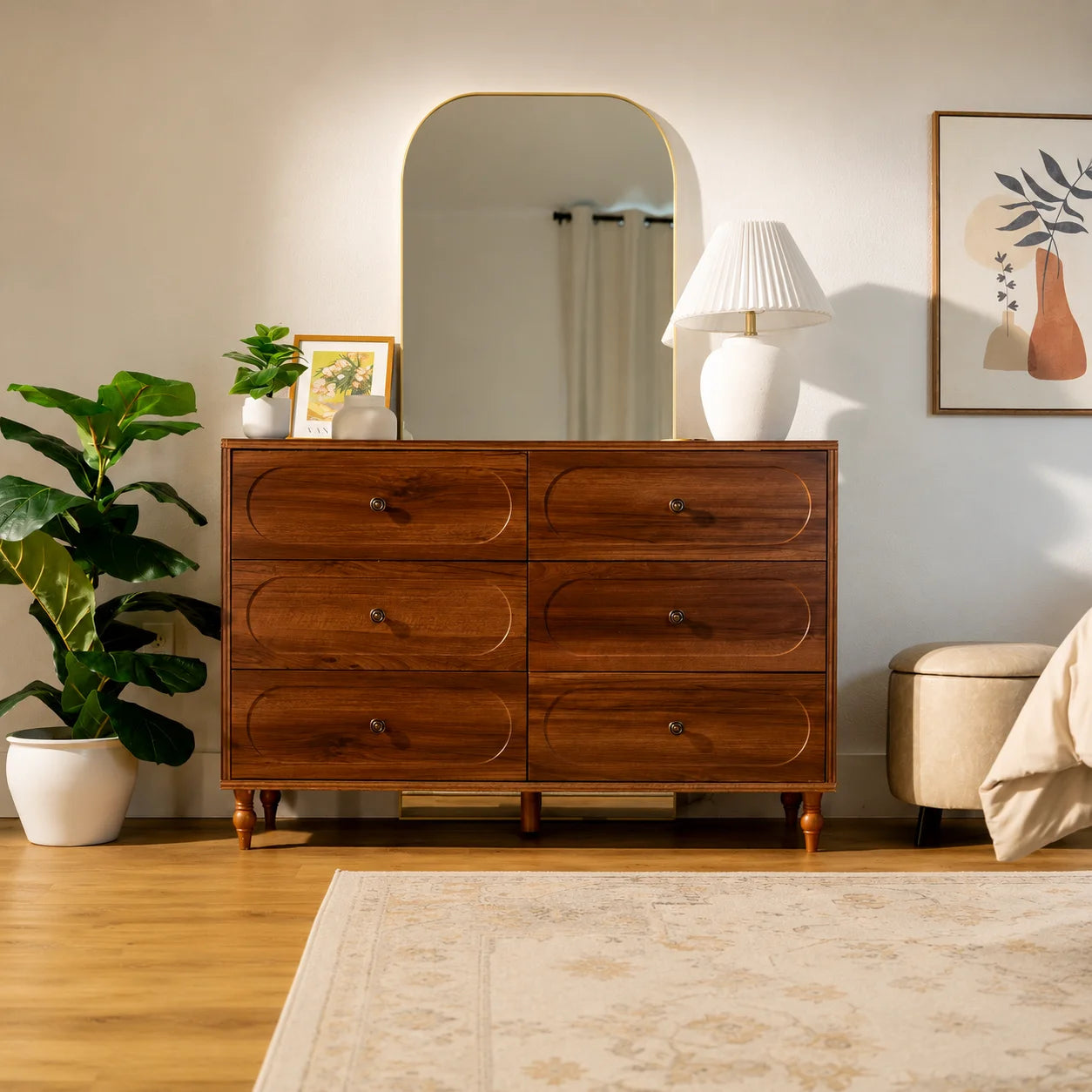 Stylish Mid-Century Modern 6-Drawer Dresser