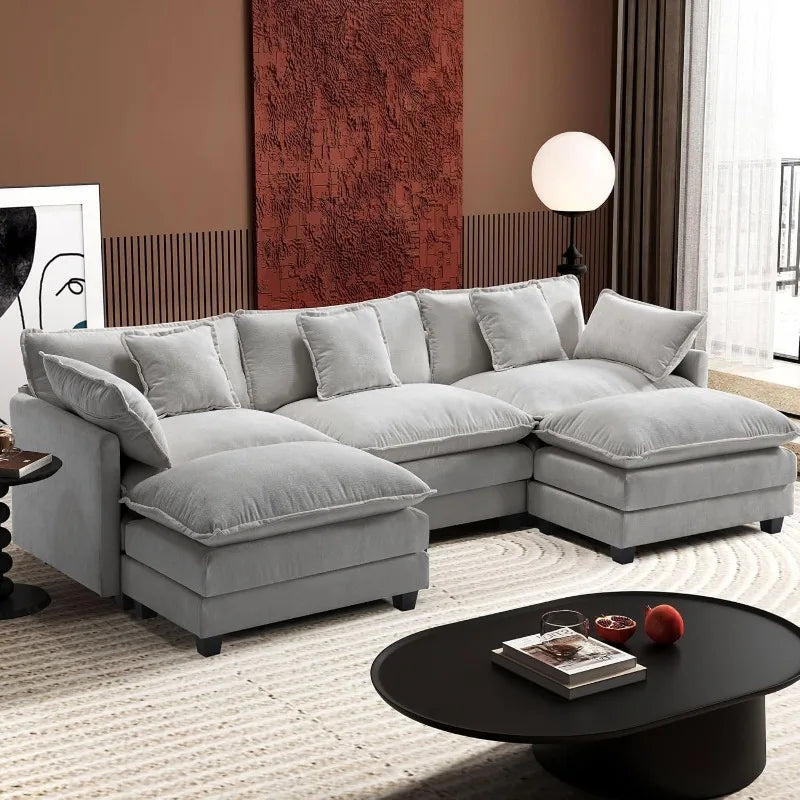 U-Shaped Modern Sofa with 2 Ottoman