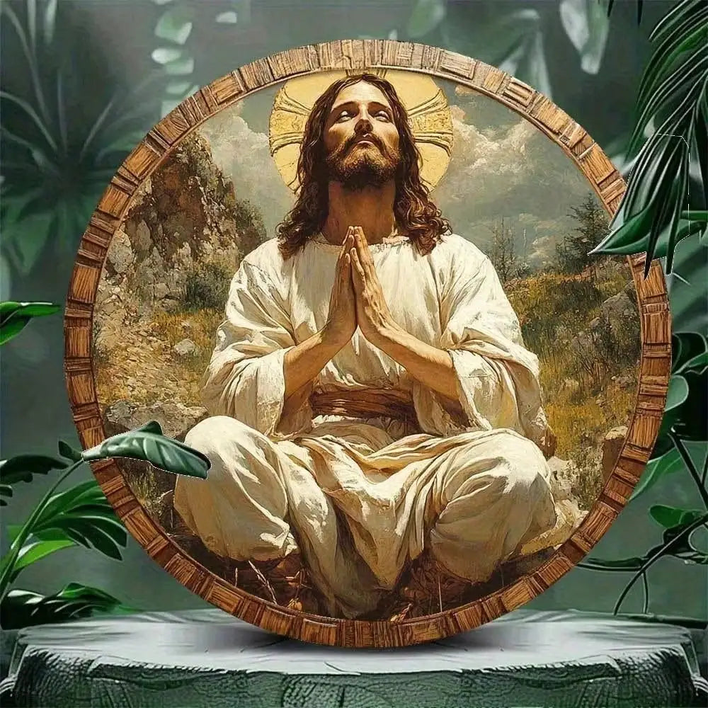 Jesus Prayer Religious Wall Art - Faux Wood Classic Christian Home Decor