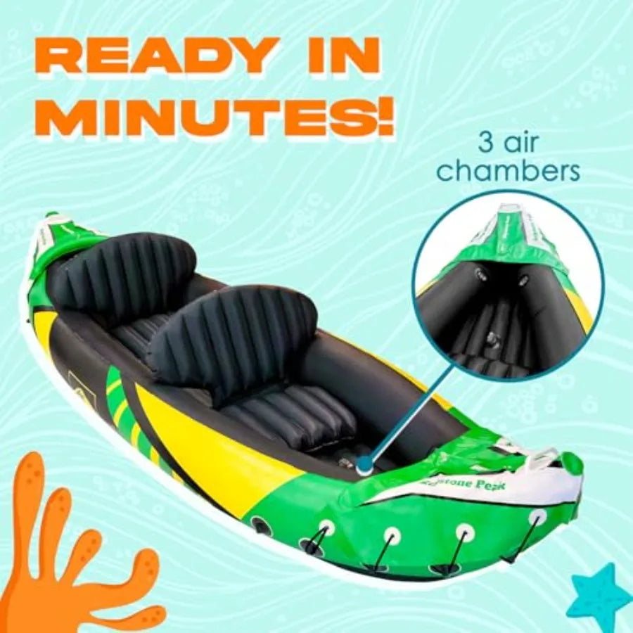 Inflatable Kayak 2 Person with Detachable Sun Canopy Heavy-Duty