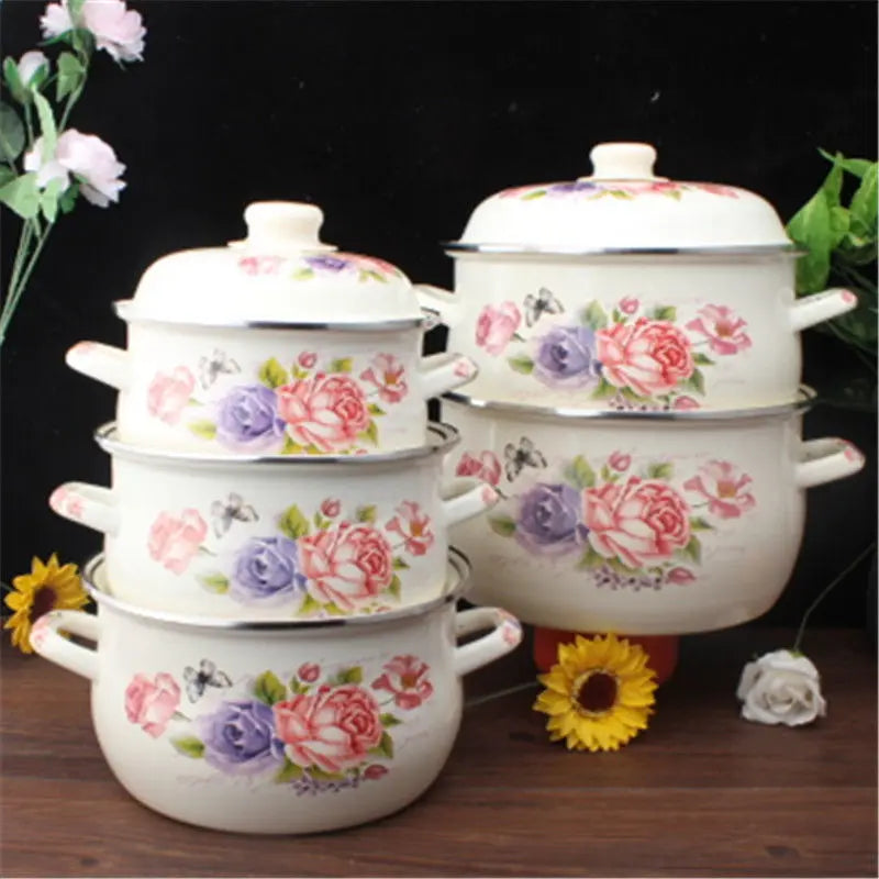 18cm/20cm/22cm/24cm Enameled Pot Thickened Saucepan Stewpot Kitchen Cookware