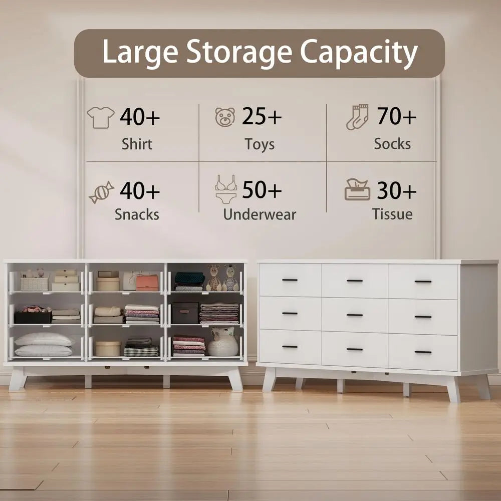 Dresser 9 Drawer Wide Modern