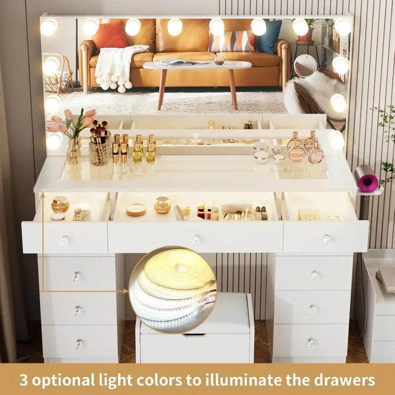 Makeup Vanity Desk with adjustable lighting