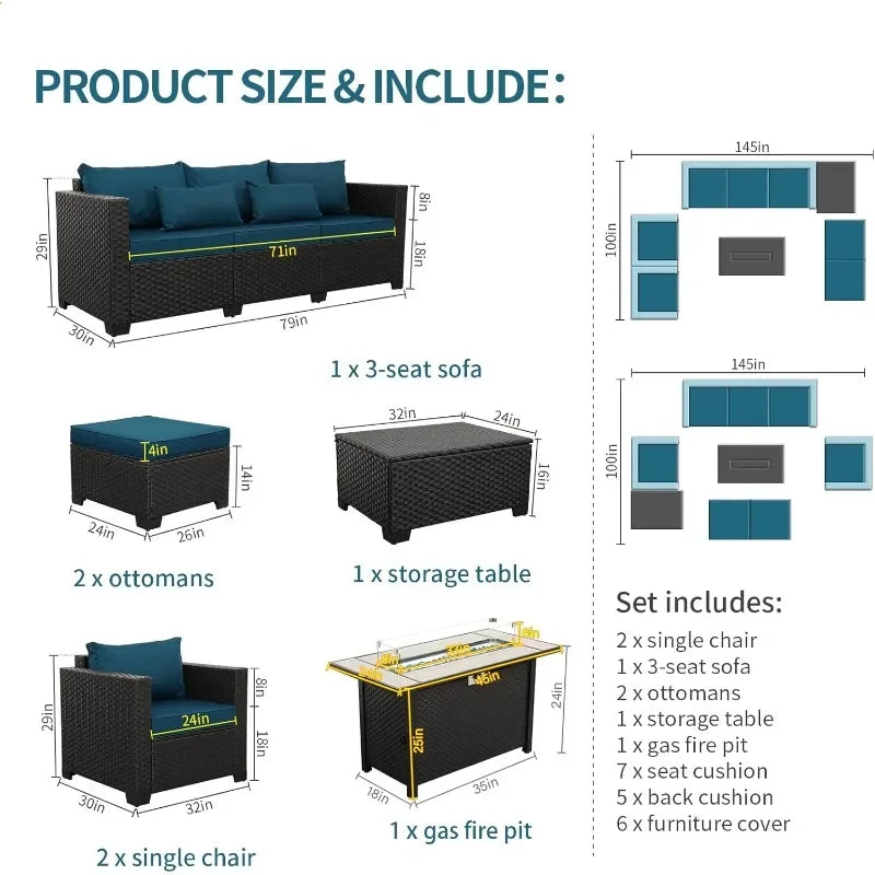 Outdoor Patio Furniture Propane Fire Pit Table