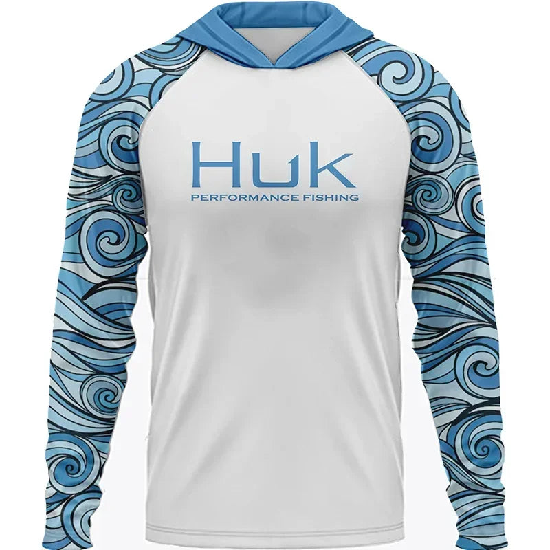 Summer Fishing Men Long Sleeve Hooded T-Shirt