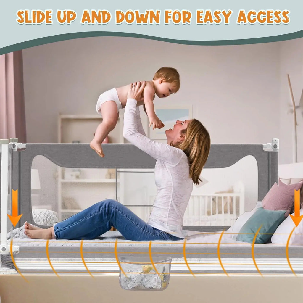 Bed with Safety Side Rails with Child Lock