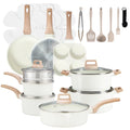 Nonstick Cooking Set 25 Pcs White Granite Pots and Pans for Induction Cooktops Durable Lightweight Kitchen Cookware with Lids